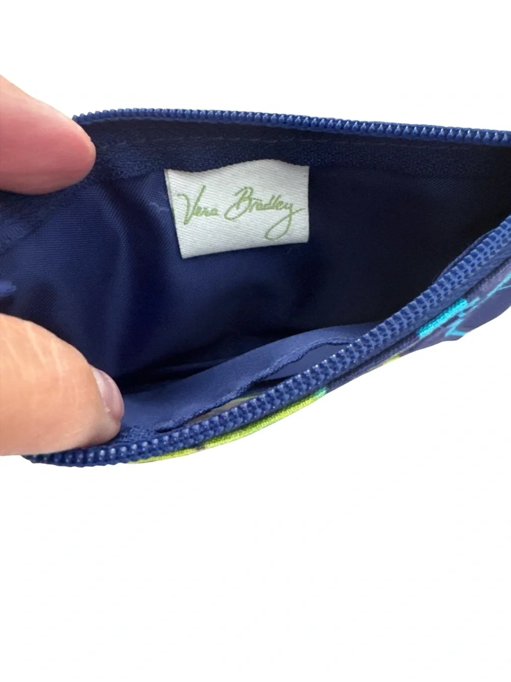 Vera Bradley Navy, Teal & Lime Patterned Wristlet ID Case